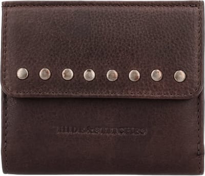Hide & Stitches Redwood Portemonnee - Leren Portemonnee - RFID - Studs - Drukker - Muntvak - Ritsvak - Pasjesvak - Leren Dames Tas - Donkerbruin