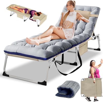Opvouwbaar Kampeerbed - Reis Ligbed - Ontspannen Buiten - Dubbellaags Oxford - 191 x 68 cm - Grijs