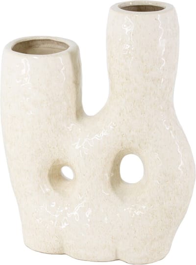 HomeBound by KY | Aardewerk vaas donut beige | 24x10,5x31cm | bloemenvaas aardewerk