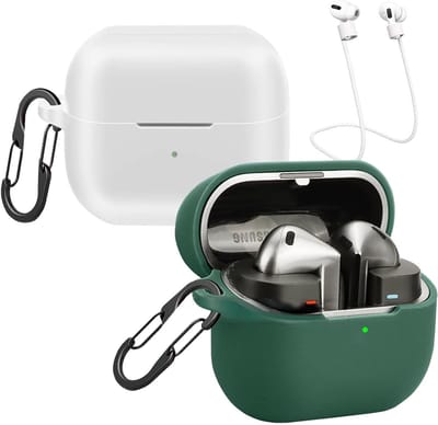 Mobiele Telefoonhoes Geschikt voor Samsung Buds3 FE/Buds 3/Buds 3 Pro met 2 Carabiner Haken, Antiverliesriem, Silicone, Schokbestendig en Beschermend Design