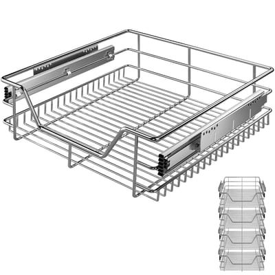 Casaria 4x Lade - Telescopisch Voor 50cm Kastbreedte 47x44x14cm - Zilver