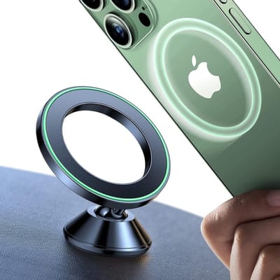 Famanu – Magnetische telefoonhouder voor auto met sterke lijmbevestiging, volledig metalen ontwerp, 360 graden draaibaar