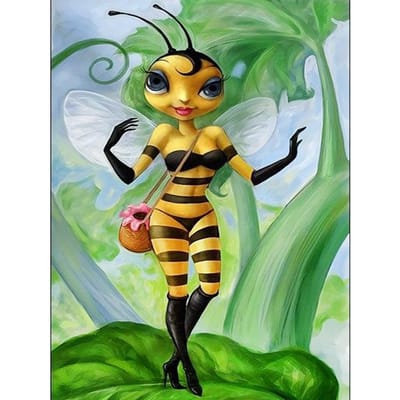 5D DIY diamant schilderij mozaïek  Bee Elf  diamant strass borduren kruissteek woondecoratie 20X30CM black