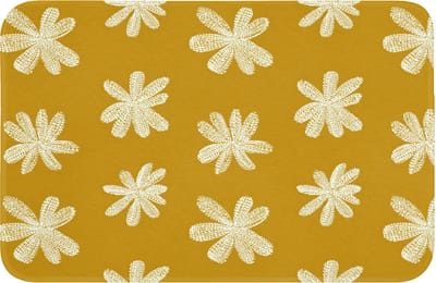 Badmat 60x40 cm - Antislip - Bloem - Speels - Okergeel - Badmatten voor badkamer - Badkamermat - Douchemat - Badkamer mat