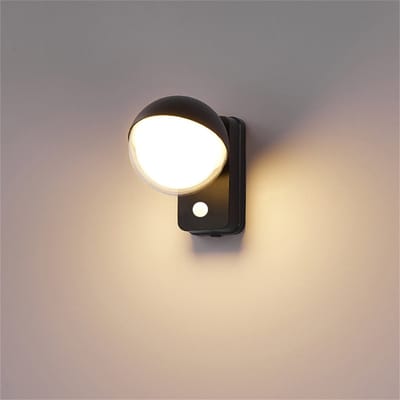 Ynkkvre - Buitenlamp met bewegingssensor - Wandlamp met sensor - 12w - Zwart - LED - ronde- 16.5*12.5*16.5cm