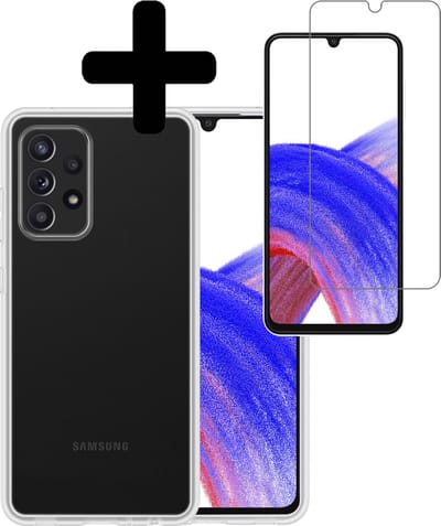 Hoesje - Met Screenprotector - Geschikt voor Samsung Galaxy A33 - Sterk & Shockproof - Back Cover - Siliconen Case - Telefoon Hoes - Telefoonhoesjes - Transparant