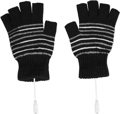 Handschoenen -1 Paar 5V Usb Verwarmde Handschoenen voor Mannen en Vrouwen - Warme Winterse Verwarmde Handschoenen - Verwarmde Wanten Met Halve Vingers - Wasbaar Ontwerp - Warme Vingerloze Laptop-Touchscreenhandschoenen - Zwart