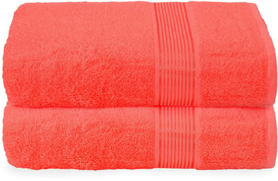 Unyqoos® Ultrazachte en Sneldrogende Grote Badhanddoeken Set van Twee in Koraaloranje voor Comfort en Gemak