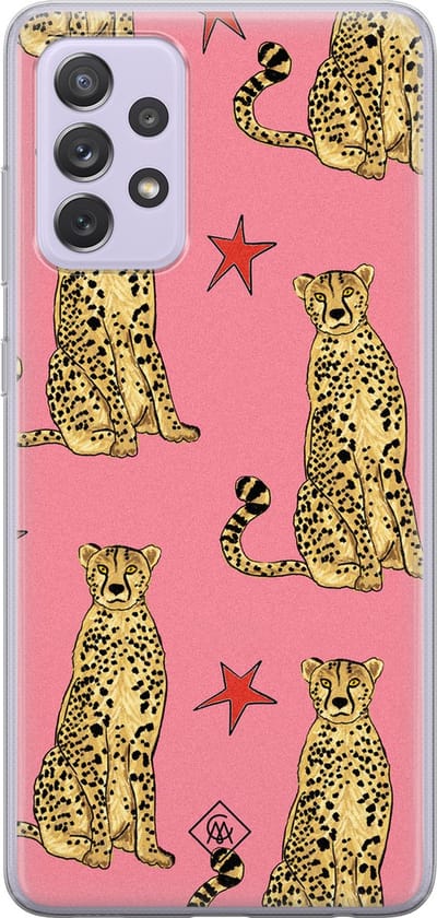 Casimoda® hoesje - Geschikt voor Samsung A72 - The Pink Leopard - Backcover - Siliconen/TPU - Roze
