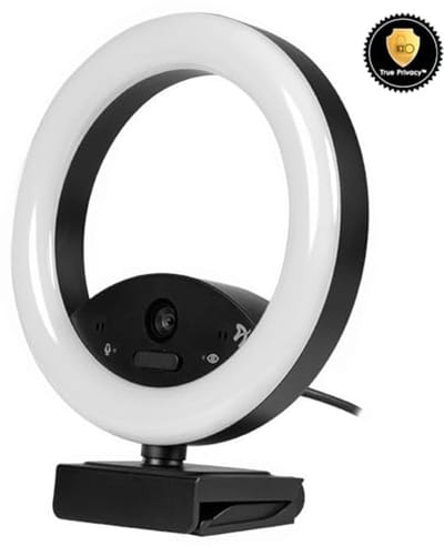 Privacy Webcam met Verstelbare LED-ringlamp en Ruisonderdrukkende Microfoons