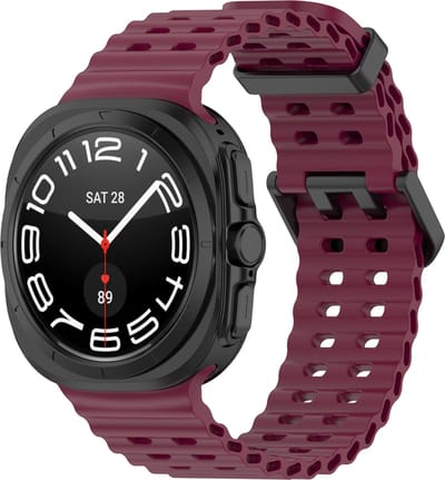 By Qubix - Compatible Samsung bandje - Marine Band siliconen - Wijnrood - Geschikt voor Samsung Galaxy Watch Ultra / Ultra 2 - 47mm