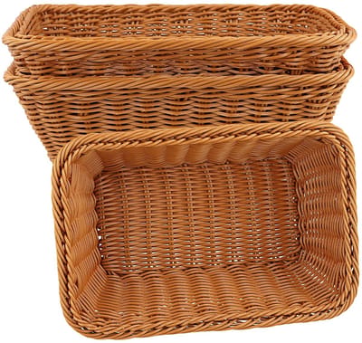 MTTproducts- Broodmanden Set van 3 - Rieten Mand - Opbergdoos - Multifunctioneel - Duurzaam - 30 x 20 x 10 cm - Opbergmanden