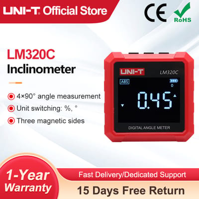 UNI-T Inclinometer LM320C Hoekmeter Magnetische digitale niveaumeter 4X90 °   Gradenboog Goniometer Elektronische Inclinometro