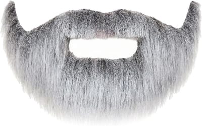 Mustaches Zelfklevende korte doos nep snor en baard voor kinderen, nieuw, nep gezichtshaar, kostuumaccessoires voor kinderen, grijs met wit