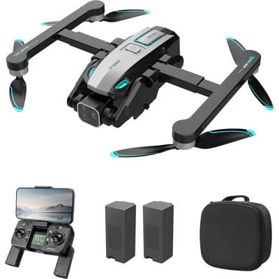 Quadricoptère télécommandé GPS avec double caméra 8K 180 degrés ESC haut/bas/plat caméra télécommande 2 argenté