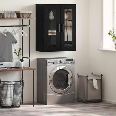 vidaXL - Wandkast - Zwart - eiken - 69.5 - x - 34 - x - 90 - cm - Bewerkt - hout
