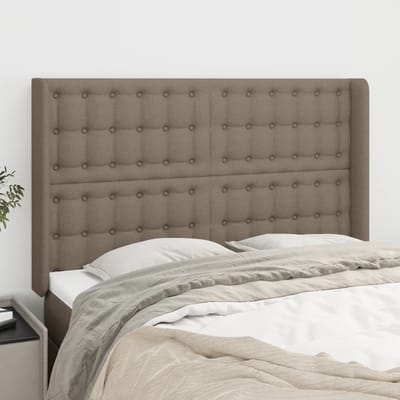vidaXL - Hoofdbord - met - randen - 147x16x118/128 - cm - stof - taupe
