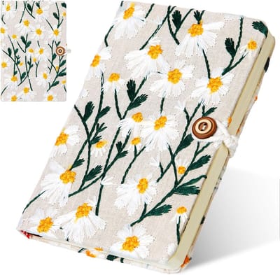 Bloemen Dagboek A6 Geborduurd Hardcover Spiraal Notebook Ruled Wit