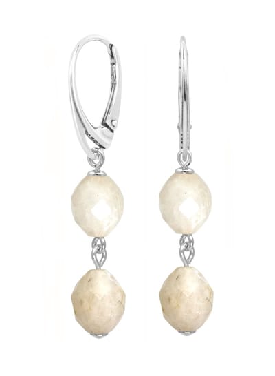 ARLIZI 2455 Oorbellen wit-beige jade kralen hanger - sterling zilver - 4,5 cm