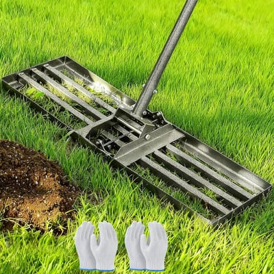 Gazon nivelleringshark - Gras egaliseren - Tuinonderhoud - Verstelbaar handvat - 76 x 26 cm - Zilver