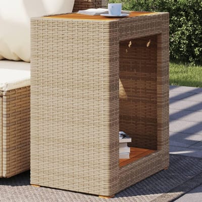 Buiten bijzettafel - Tuinmeubel - Ontspannen in tuin - Waterdicht materiaal - 78 x 45.5 cm - Beige hout