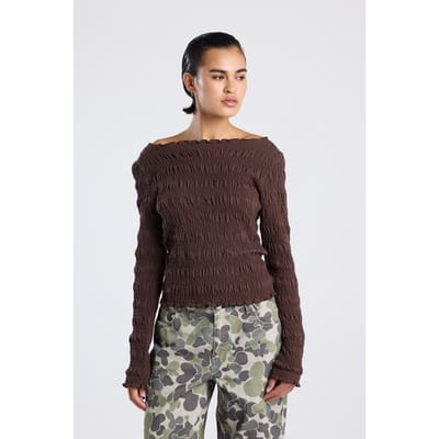 America Today Lesley Dark Brown Größe: XS | Longsleeves Outlet | Damen | Braun
