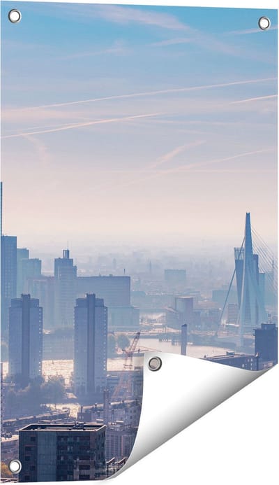 Gards Tuinposter Rotterdamse Skyline - 40x60 cm - Tuindoek - Tuindecoratie - Wanddecoratie buiten - Tuinschilderij