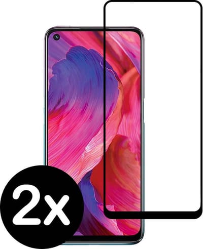 Smartphonica Full cover glass screenprotector voor Oppo A74 5G van gehard glas met afgeronde hoeken - 2 stuks geschikt voor Oppo A74 5G