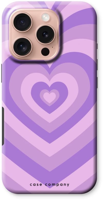 Case Company® - Hoesje geschikt voor iPhone 16 Pro hoesje - Hart Paars - Tough Case - Maximale Bescherming alle Kanten en Schermrand