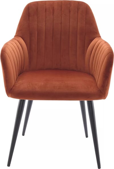 Vente-unique Set van 2 stoelen met armleuningen van fluweel en zwart metaal - Terracotta - ELEANA