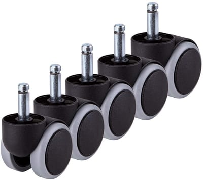 Wiel voor bureaustoel - 5 stuks - 50 mm diameter - 10 mm as - kunststof