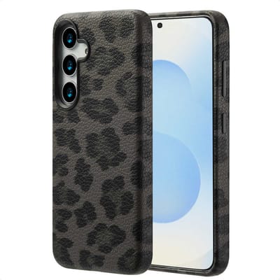 Selencia Hoesje - Geschikt voor Samsung Galaxy S25 - Sabi Backcover panterprint met Magnetische Ring - Midnight Black