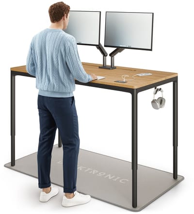 Desktronic HomeMax Zit-sta Bureau Elektrisch In Hoogte Verstelbaar, 160x80 cm Massief Eiken/Zwart, Stille Vier Motorsysteem, Hoogte 74-119cm