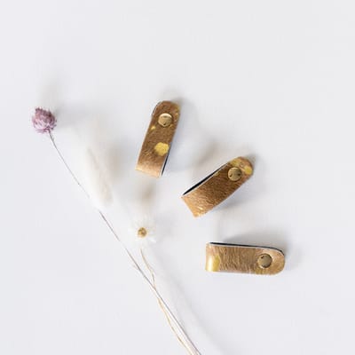 The Leather Rebel - Servetringen - bruin - goud - 6 stuks