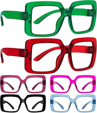 Leesbrillen Set - Computerbril Dames - Oogvermoeidheid Verminderen - Schroefloos Veerscharnier - Grote Glazen - Blauw