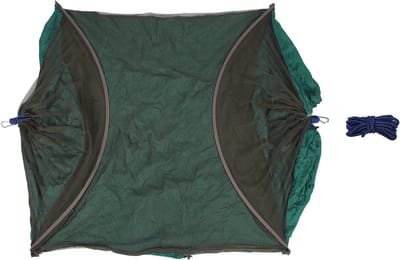 Kampeerhangmat - Schommelhangmat Dubbele hangmat - Buiten ontspannen - Geïntegreerd netontwerp - 260x140cm - Donkergroen