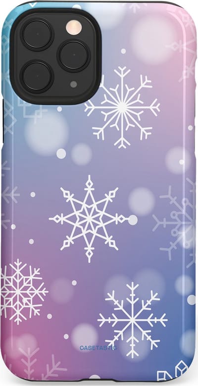 Casetastic hoesje geschikt voor Apple iPhone 11 Pro - Dubbellaagse bescherming - Snowy Winter Gloed - Fashion Case - Lila Lichtgrijs Lichtblauw Lichtroze