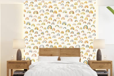 Behang - Fotobehang Regenboog - Pastel - Kinderen - Breedte 220 cm x hoogte 240 cm
