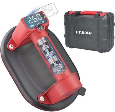 Vacuümlifter met LCD-display voor tegel- en glasoptillen | 260kg draagkracht • 1800mAh lithium batterij | Gemotoriseerd zuigsysteem voor marmer en tegels