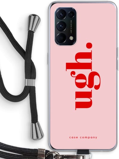 Case Company® - Hoesje met koord geschikt voor Oppo Find X3 Lite hoesje met Koord - Ugh - Telefoonhoesje met Zwart Koord - Bescherming aan alle Kanten en Over de Schermrand
