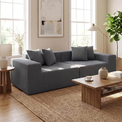 Luxe Corduroy L-vormige Hoekbank - Met Slaapfunctie - 204x89x64 cm - Arqam