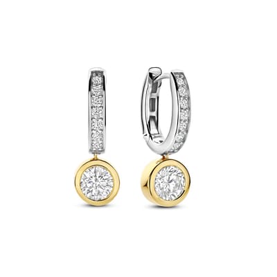 TI SENTO Dames Oorbellen - 925 zilver - Zirkonia met geel verguld - 78032ZY