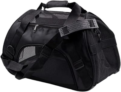 Katten Transportbox - Huisdier Draagtas - Veilig Reizen - Opvouwbaar Ademend - 47x24.5x33cm - Zwart