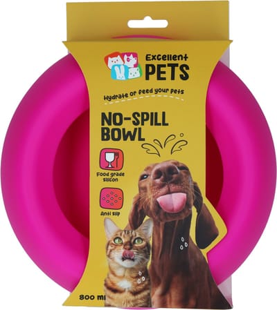 Excellent Pets Anti-knoei Voer- en Drinkbak Hond en Kat - 800 ml - Voerbak met Antislip - M - Morsbestendige Rand - Siliconen Drinkbak - Roze