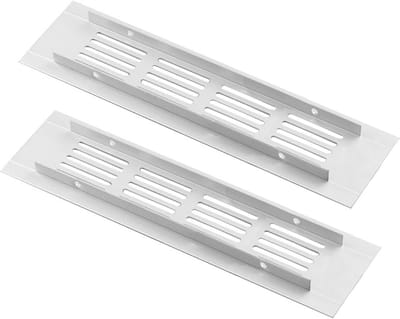 2x Universele Aluminium Ventilatie Rooster Wit Rechthoekig voor Kast Afvoer