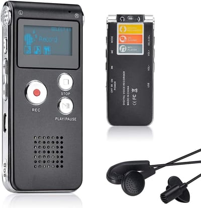 8GB Digitale Spraakrecorder USB Oplaadbare Dictafoon met MP3-speler Functie
