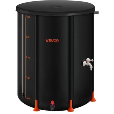 VEVOR Opvouwbare Regenton, Draagbare Regenwatertank van 201 liter, Regenwateropvangsysteem, Regenwateropvangsysteem van 1000D PVC, Watertank, Regenton met Kraan en Overloopset, Zwart