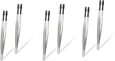 Rubberen Pincetten - Precisie Tool Set - Laboratorium Hobby - Niet-Markering Grip - 6 Stuks - Zwart