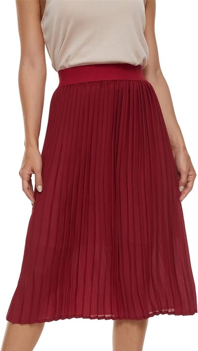 Zomerse Boho Plissé Rok voor Dames - Casual Chiffon Hoge Taille A-lijn Midi Lange Rok met Elastische Taille