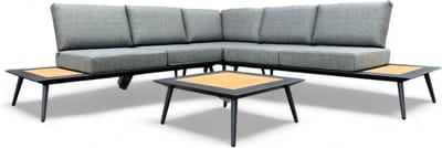 Loungeset / Hoekset Bergamo Antraciet met koffietafel